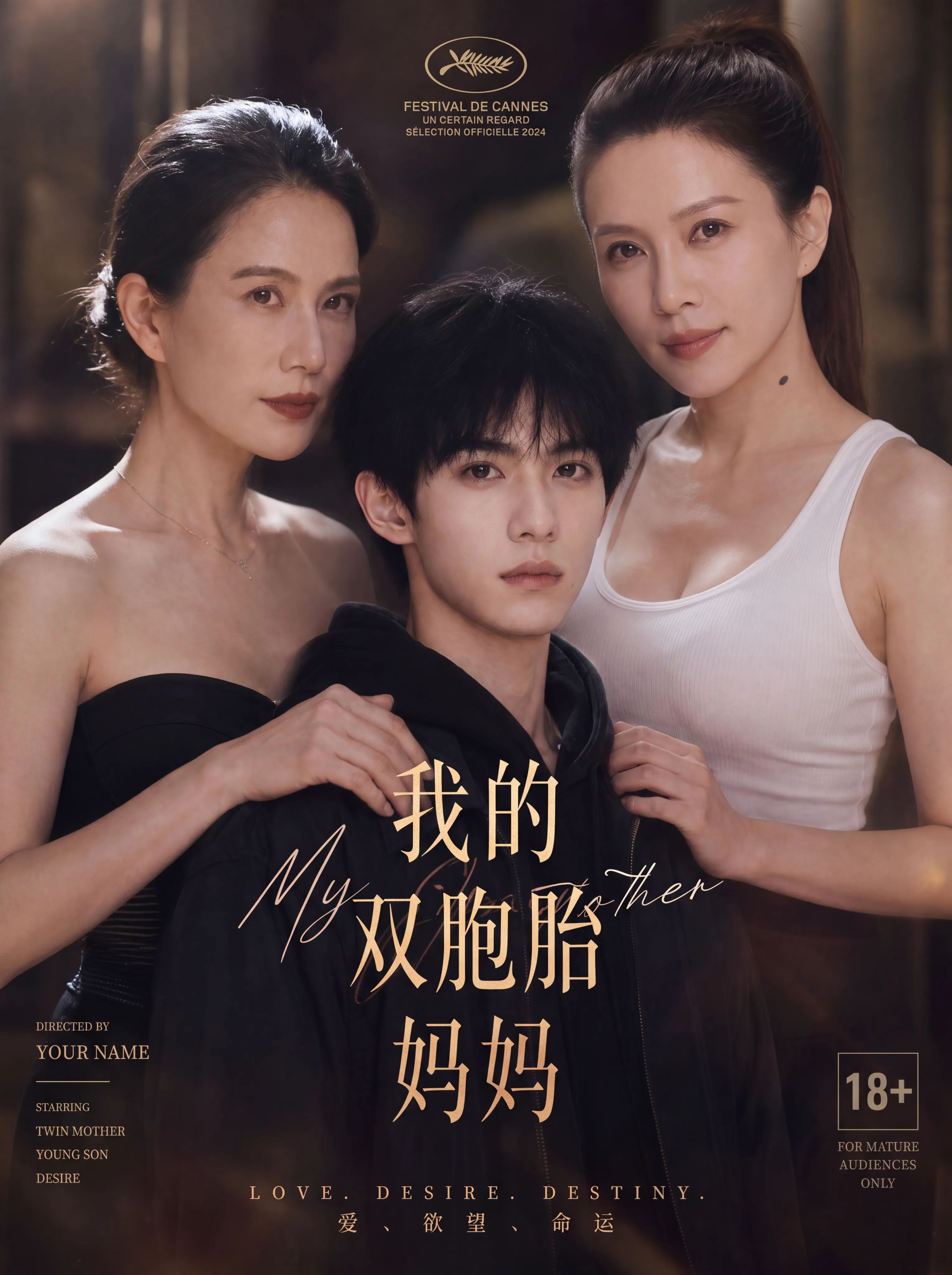 高铁窗畔遇谎局海报：车厢内两组人物对照画面